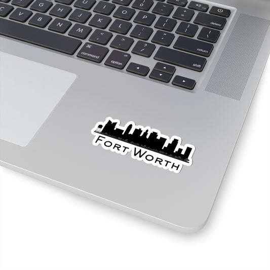Fort Worth Skyline Kiss-Cut Sticker — Black City Silhouette Laptop Decal
