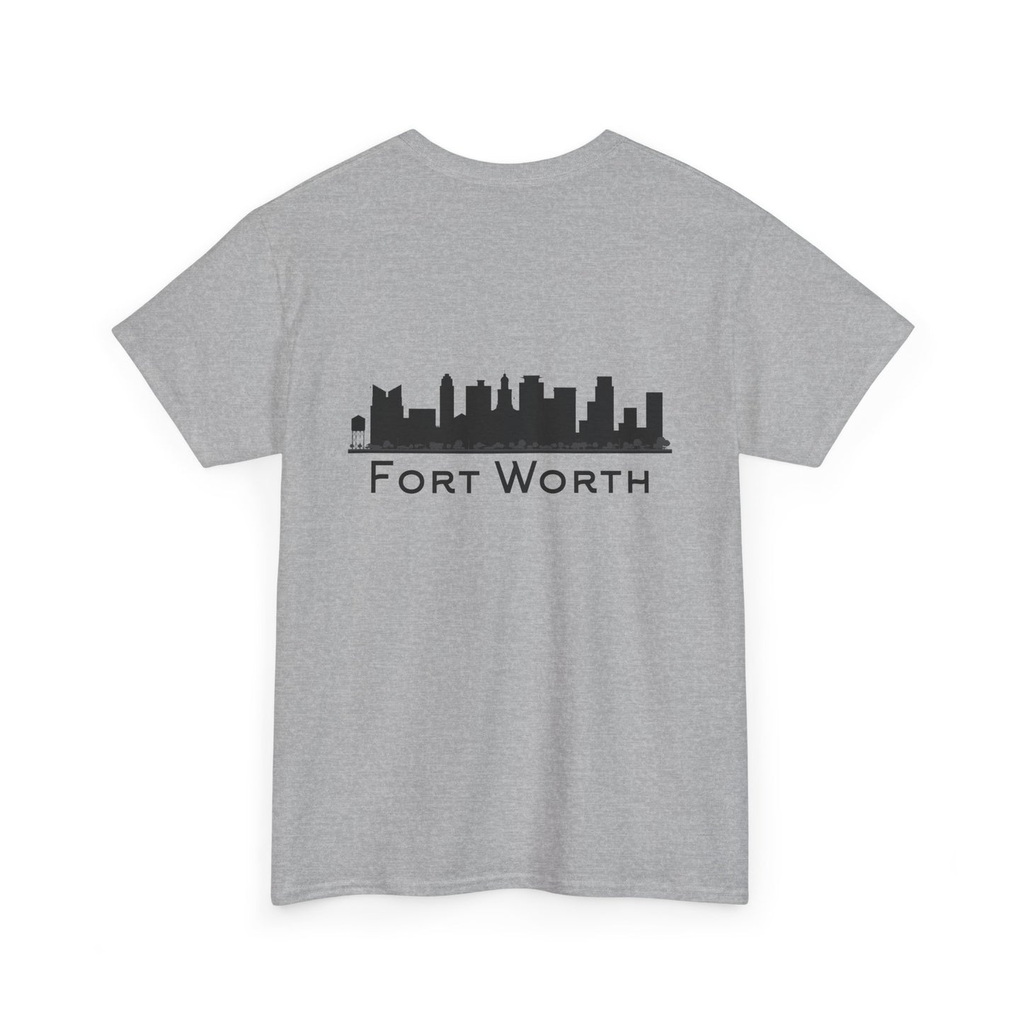 Fort Worth Skyline T-Shirt — Texas Outline Chest Logo