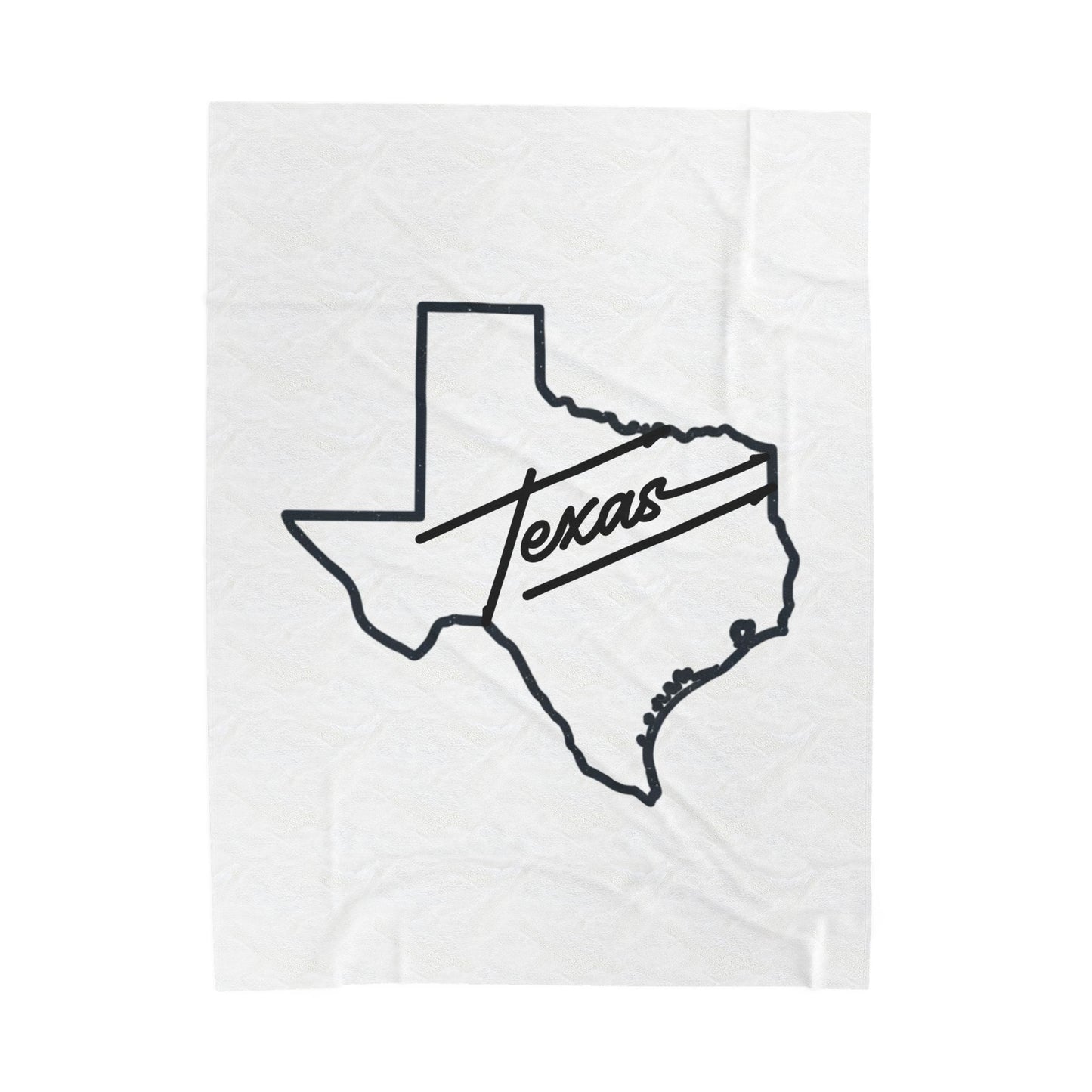 Texas Outline Velveteen Plush Blanket – Retro Script "Texas" State Throw