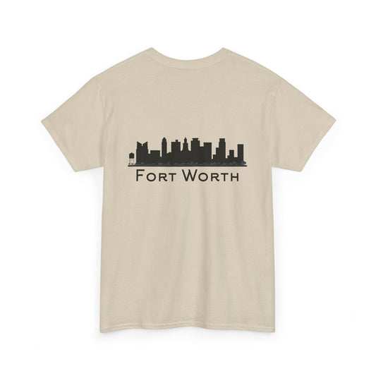 Fort Worth Skyline T-Shirt — Texas Outline Chest Logo