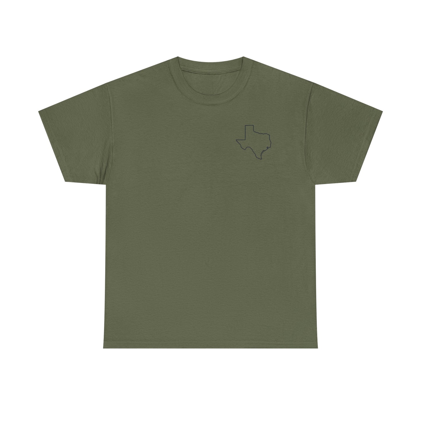 Texas Flag Outline T‑Shirt — Small Chest & Back Texas Map Design