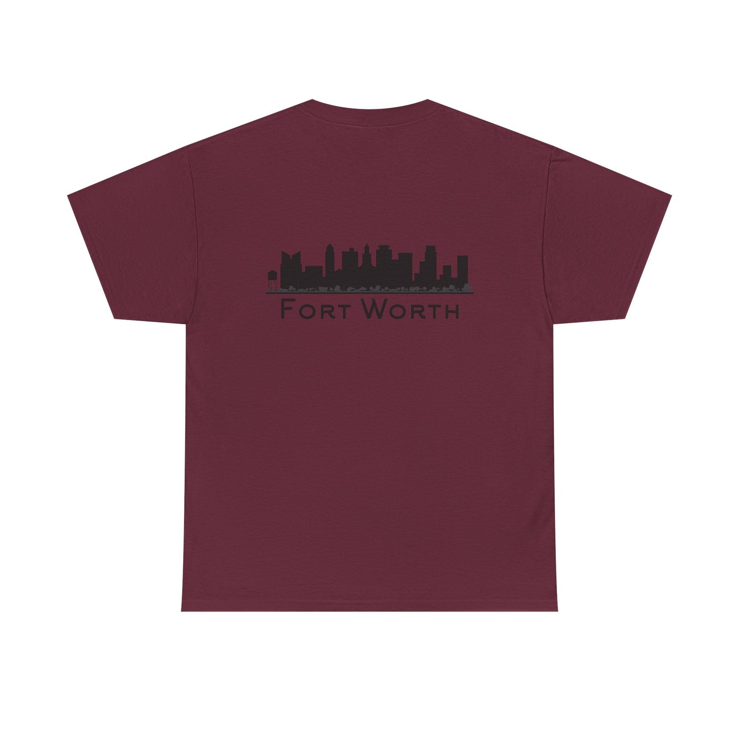 Fort Worth Skyline T-Shirt — Texas Outline Chest Logo