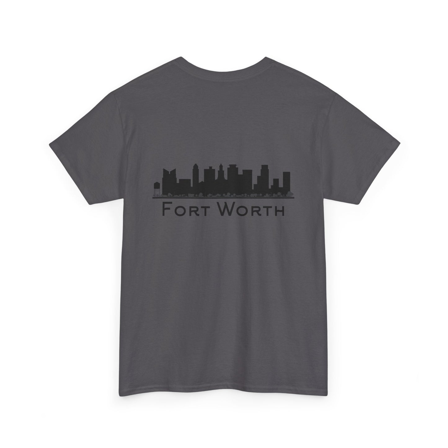 Fort Worth Skyline T-Shirt — Texas Outline Chest Logo
