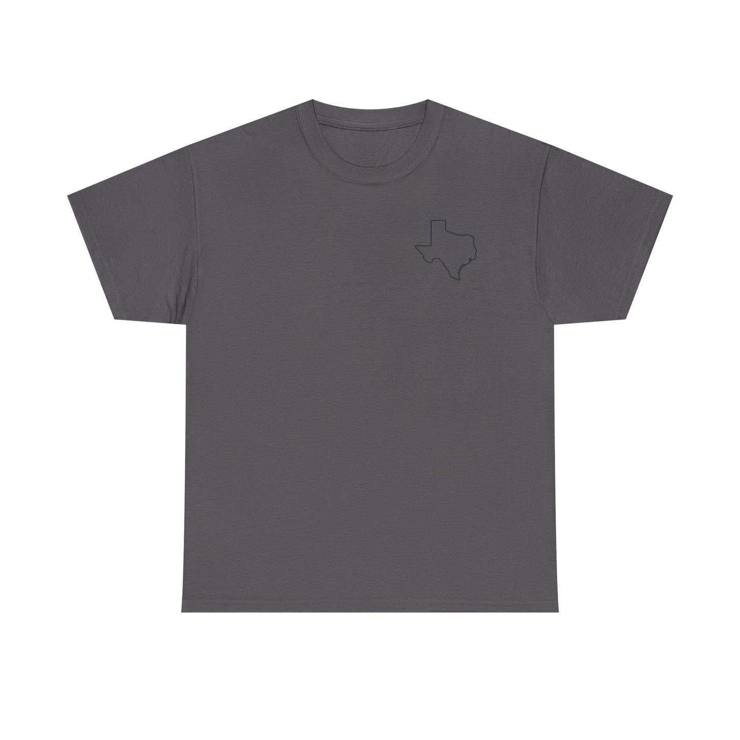 Texas Flag Outline T‑Shirt — Small Chest & Back Texas Map Design