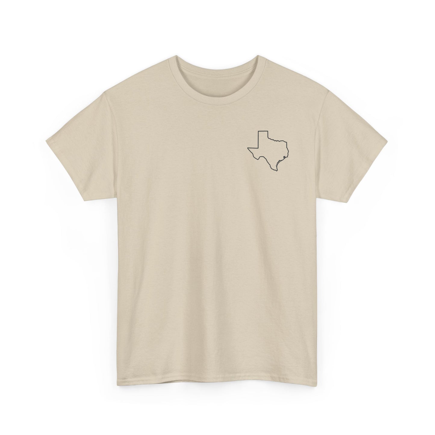 Texas Flag Outline T‑Shirt — Small Chest & Back Texas Map Design