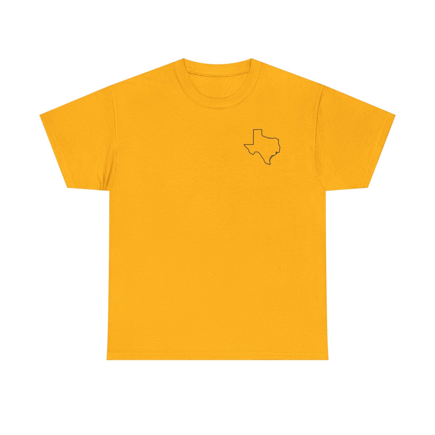 Texas Flag Outline T‑Shirt — Small Chest & Back Texas Map Design
