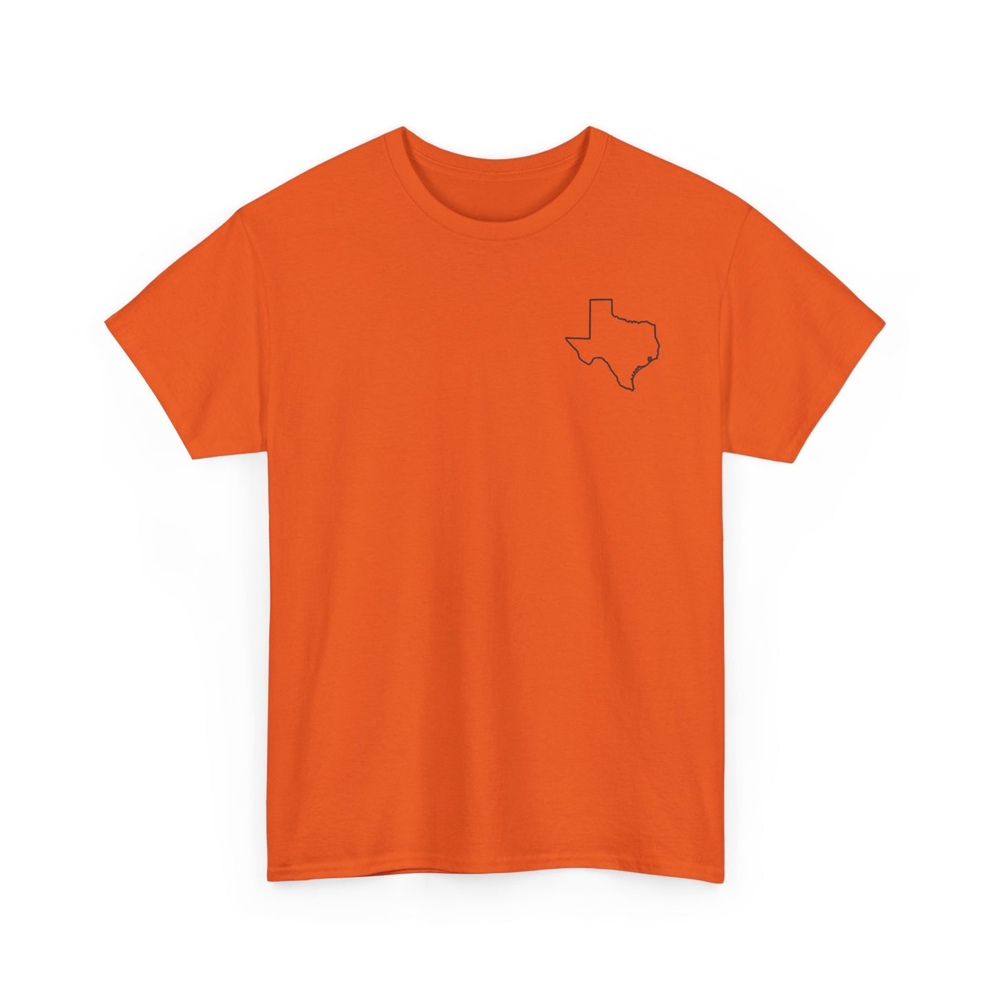 Texas Flag Outline T‑Shirt — Small Chest & Back Texas Map Design