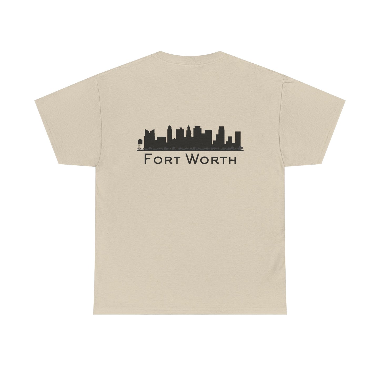 Fort Worth Skyline T-Shirt — Texas Outline Chest Logo