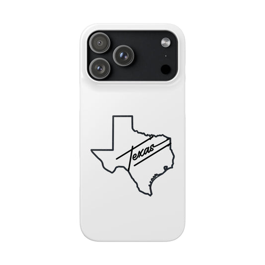 Texas Outline Phone Case — Minimal Script State Map Snap Case