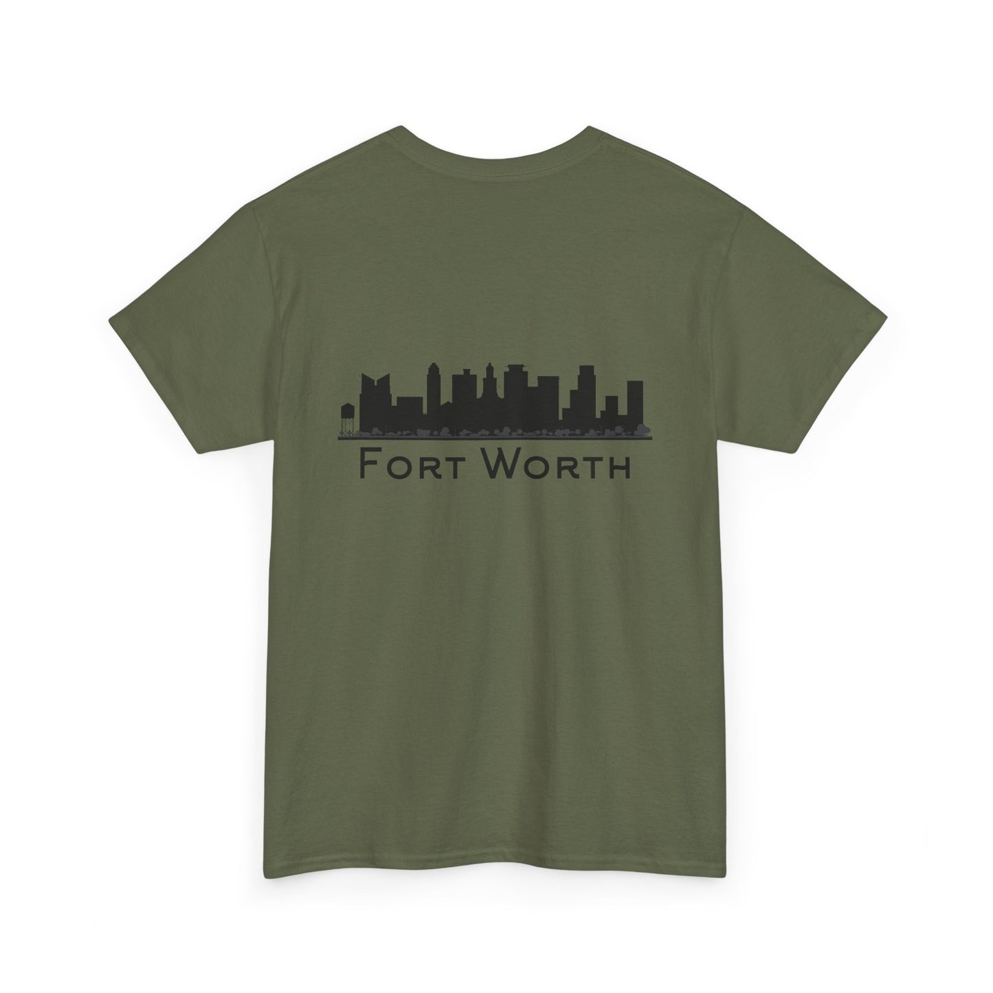 Fort Worth Skyline T-Shirt — Texas Outline Chest Logo