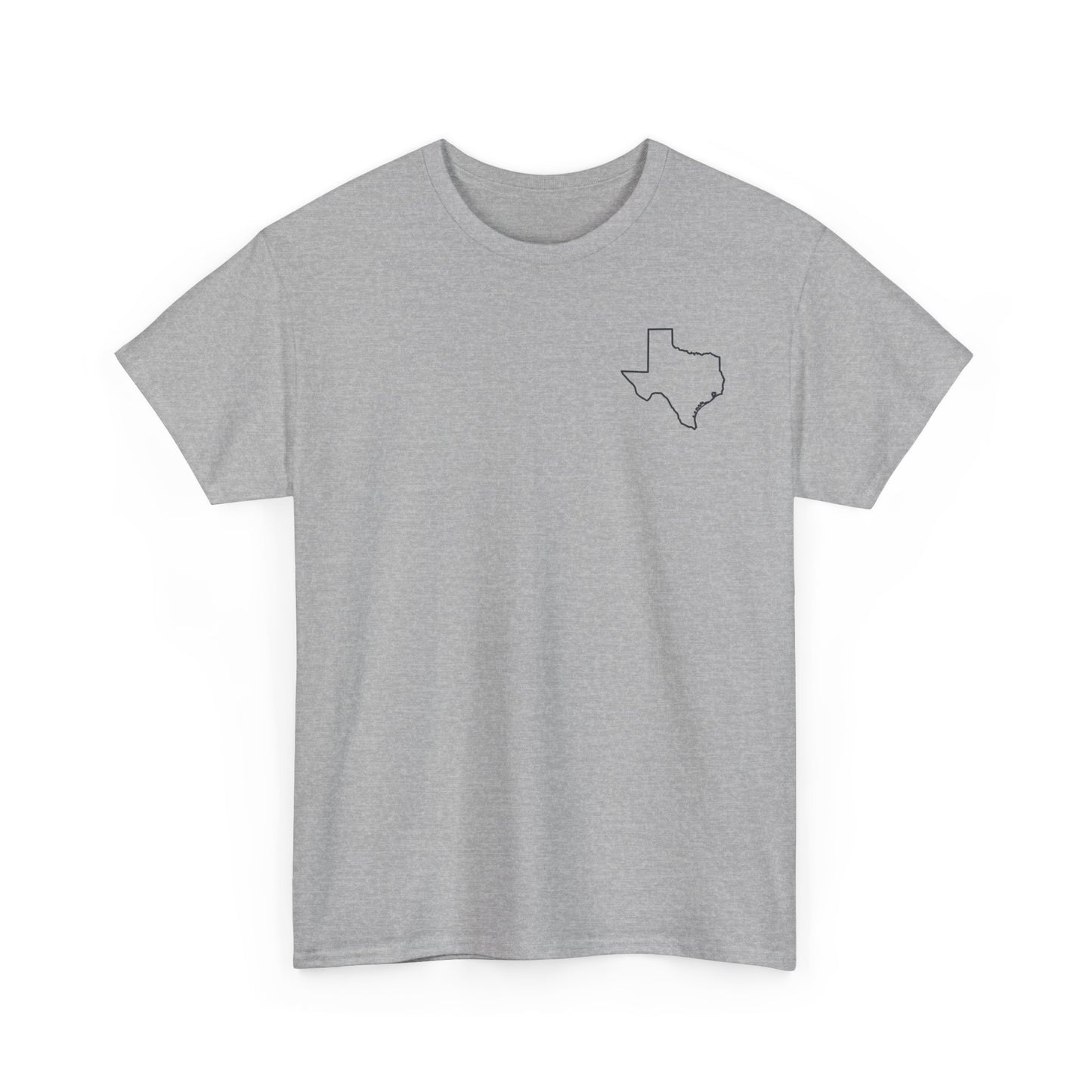 Texas Flag Outline T‑Shirt — Small Chest & Back Texas Map Design