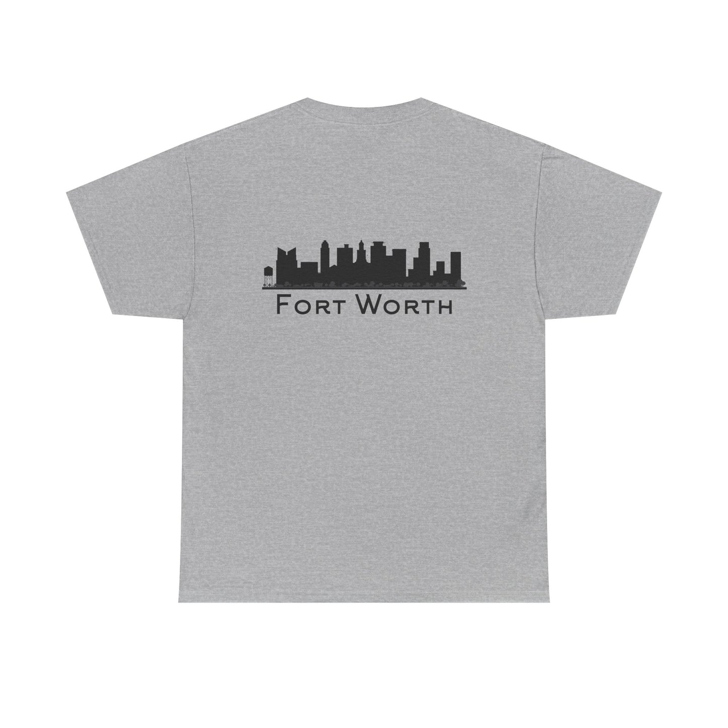 Fort Worth Skyline T-Shirt — Texas Outline Chest Logo