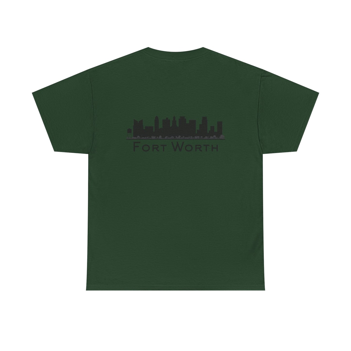 Fort Worth Skyline T-Shirt — Texas Outline Chest Logo