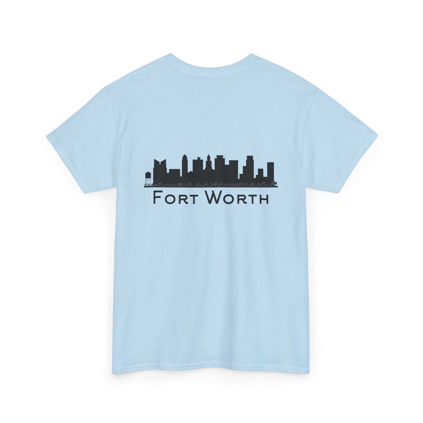 Fort Worth Skyline T-Shirt — Texas Outline Chest Logo
