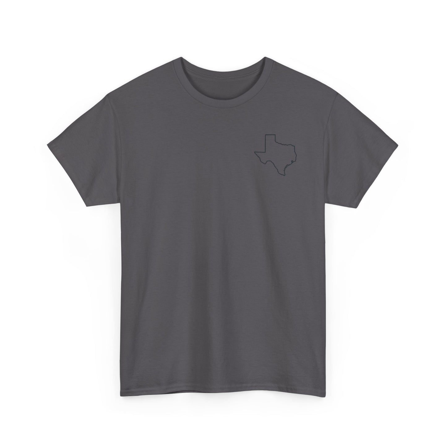 Texas Flag Outline T‑Shirt — Small Chest & Back Texas Map Design