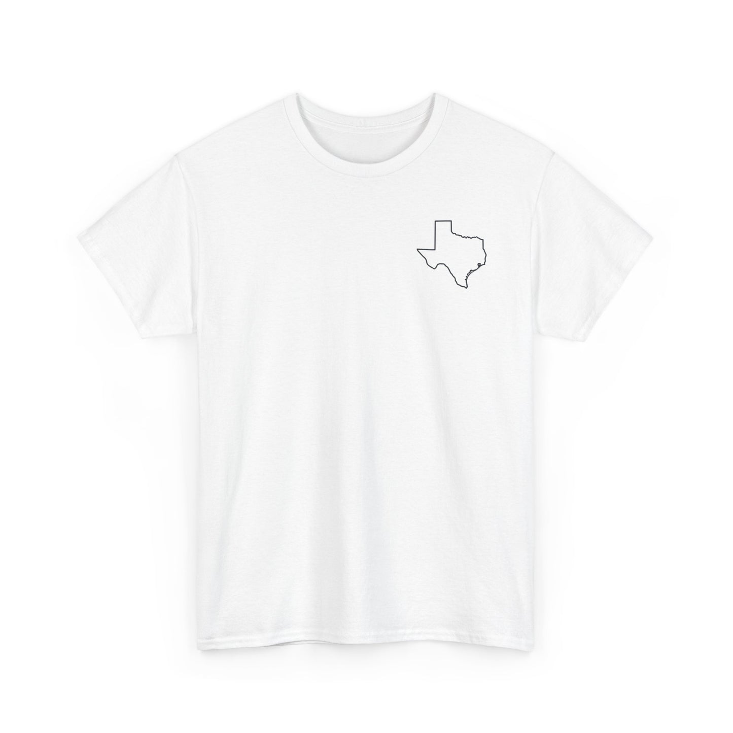 Texas Flag Outline T‑Shirt — Small Chest & Back Texas Map Design