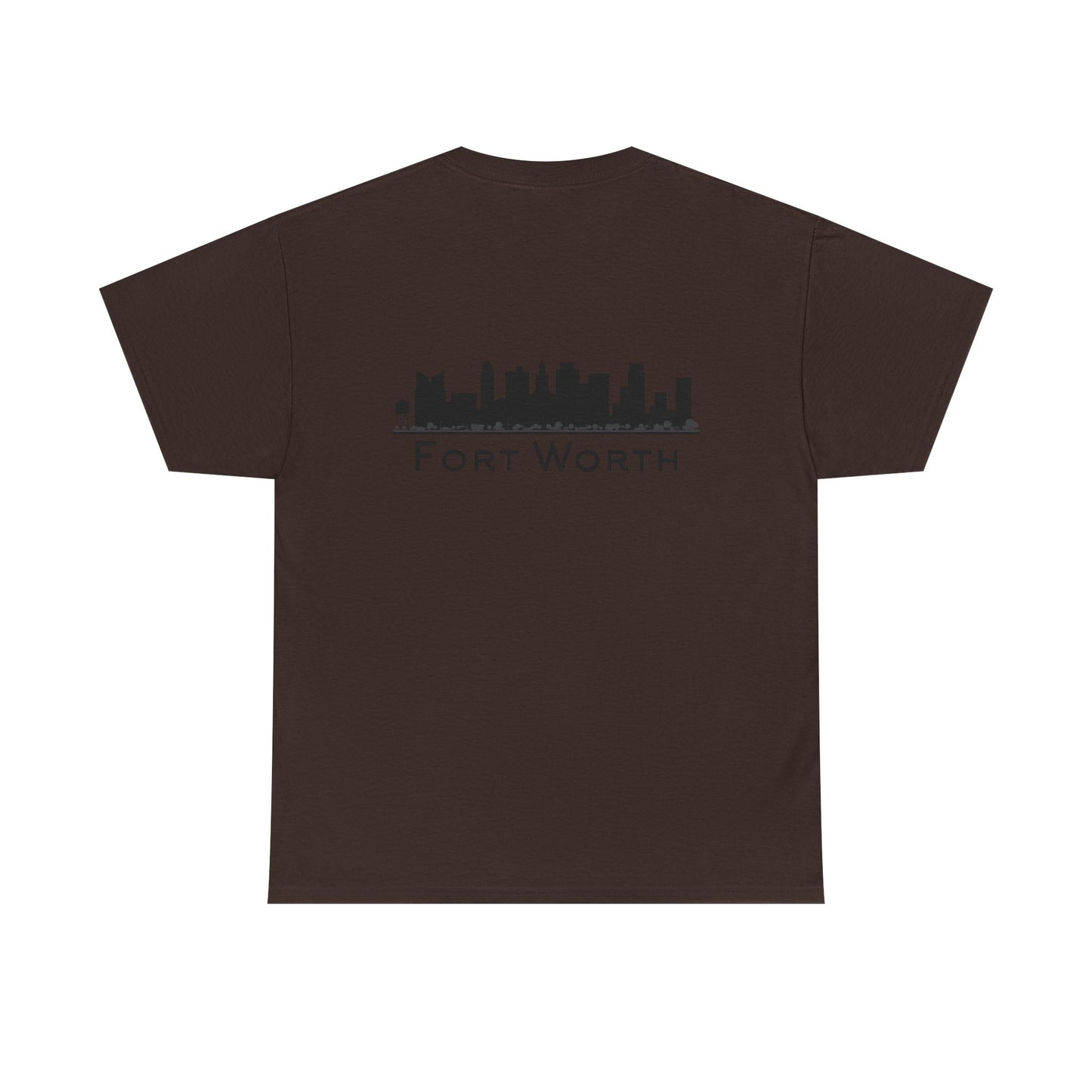 Fort Worth Skyline T-Shirt — Texas Outline Chest Logo