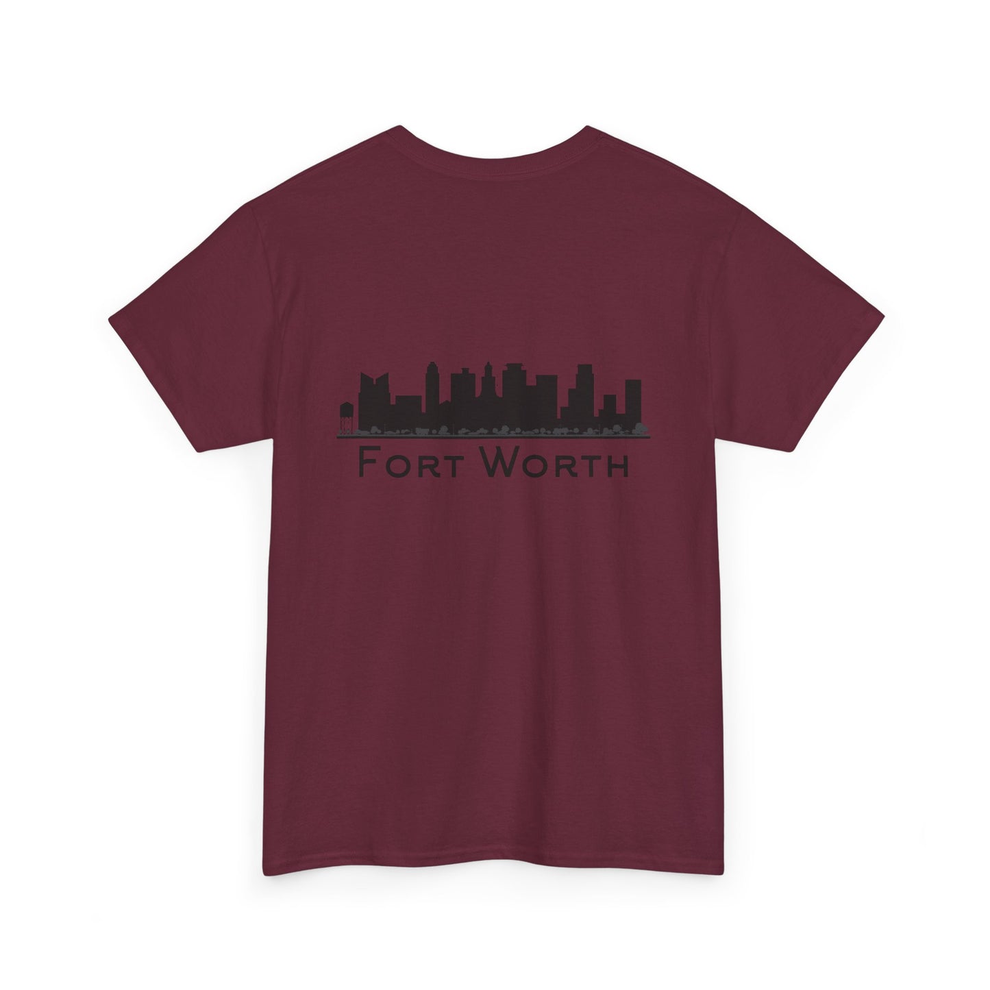 Fort Worth Skyline T-Shirt — Texas Outline Chest Logo