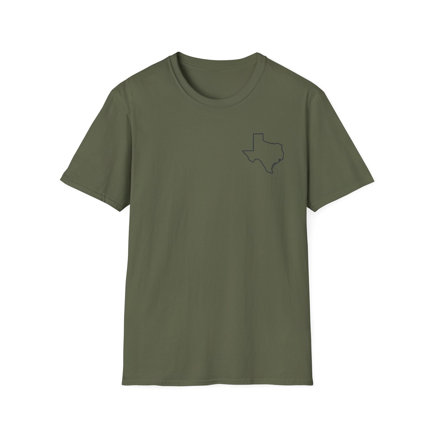 Dallas Skyline T-Shirt — Texas Cityscape Tee with Outline Pocket Map