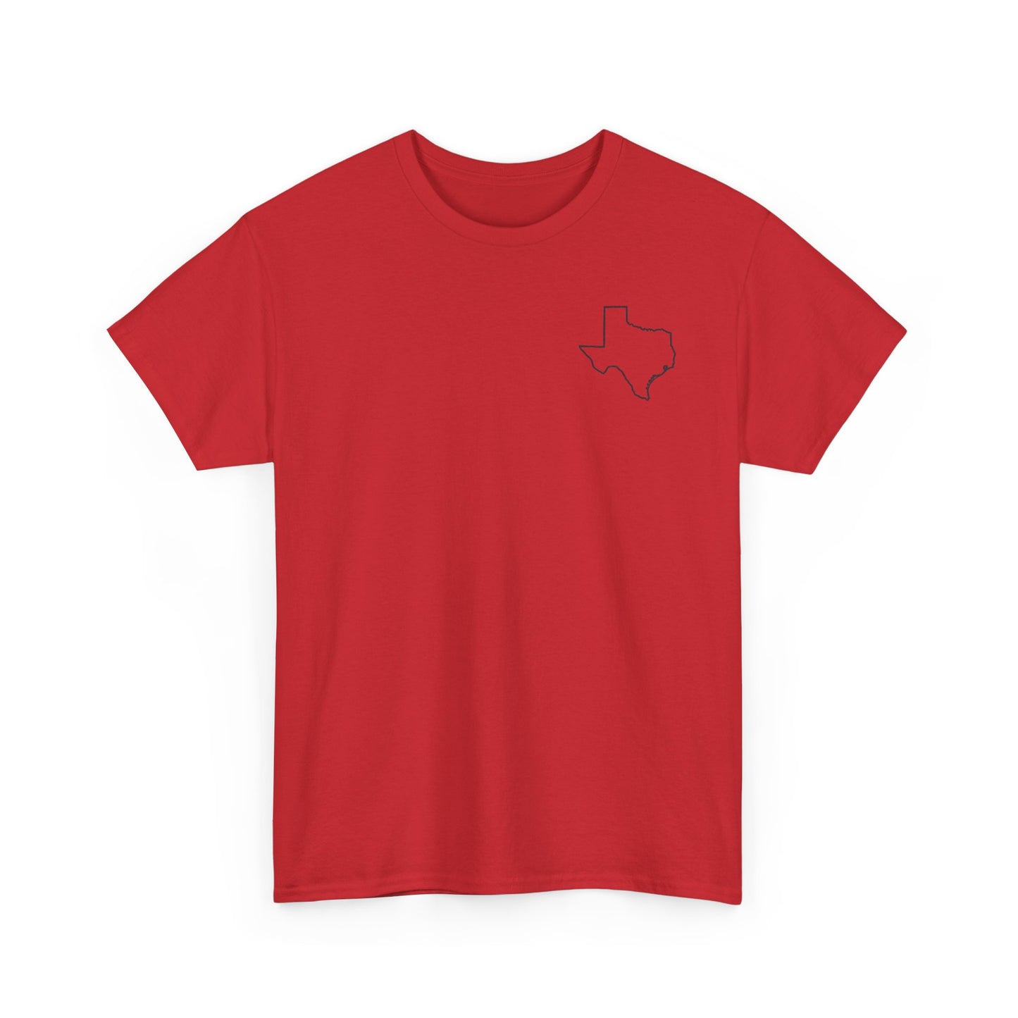 Texas Flag Outline T‑Shirt — Small Chest & Back Texas Map Design