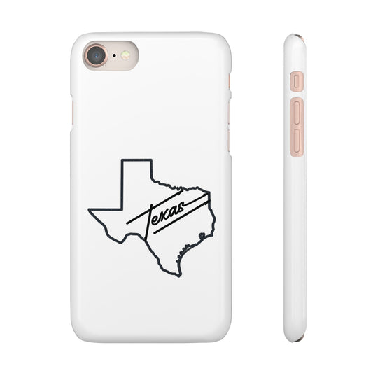 Texas Outline Phone Case — Minimal Script State Map Snap Case