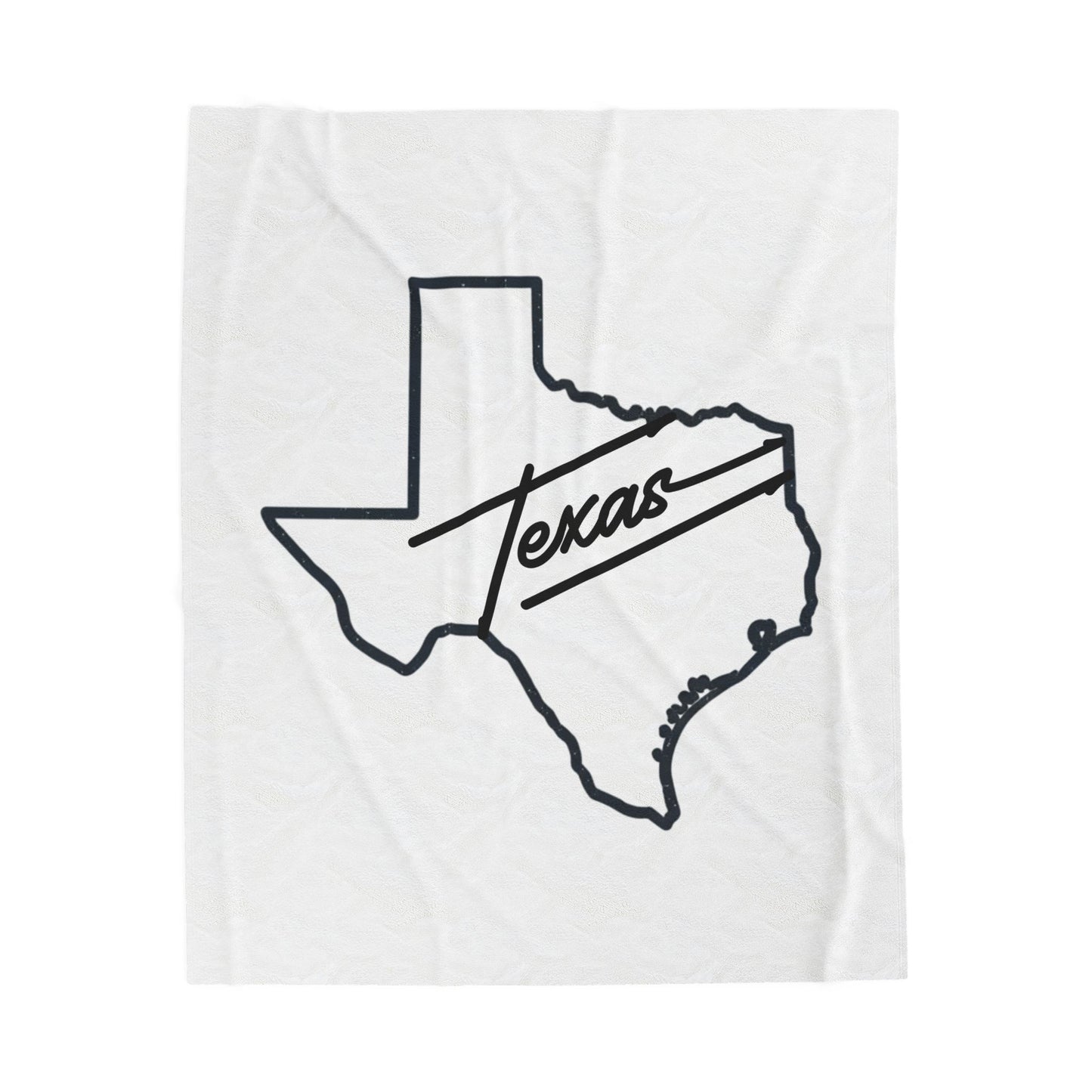 Texas Outline Velveteen Plush Blanket – Retro Script "Texas" State Throw