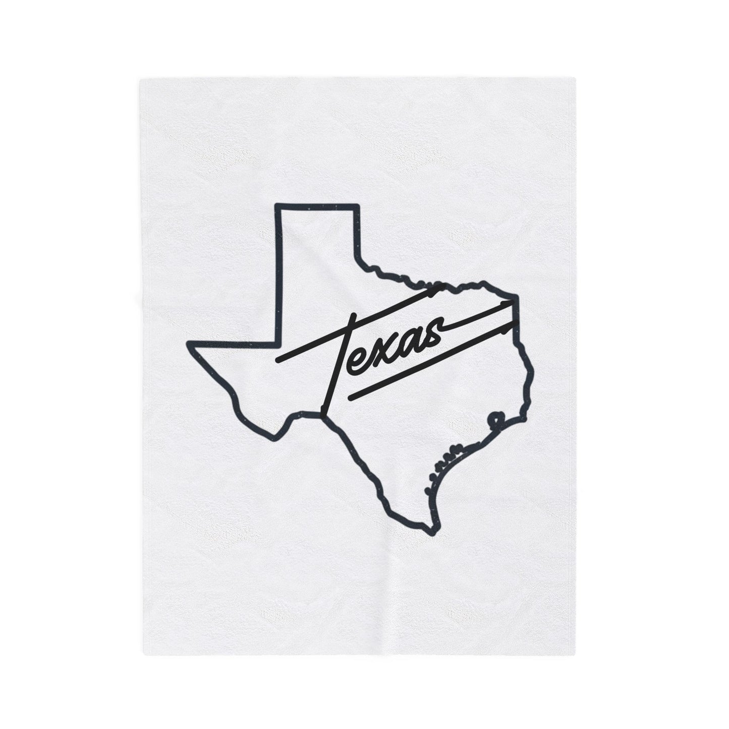Texas Outline Velveteen Plush Blanket – Retro Script "Texas" State Throw