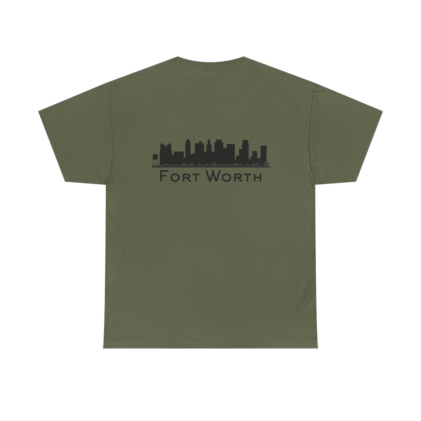 Fort Worth Skyline T-Shirt — Texas Outline Chest Logo