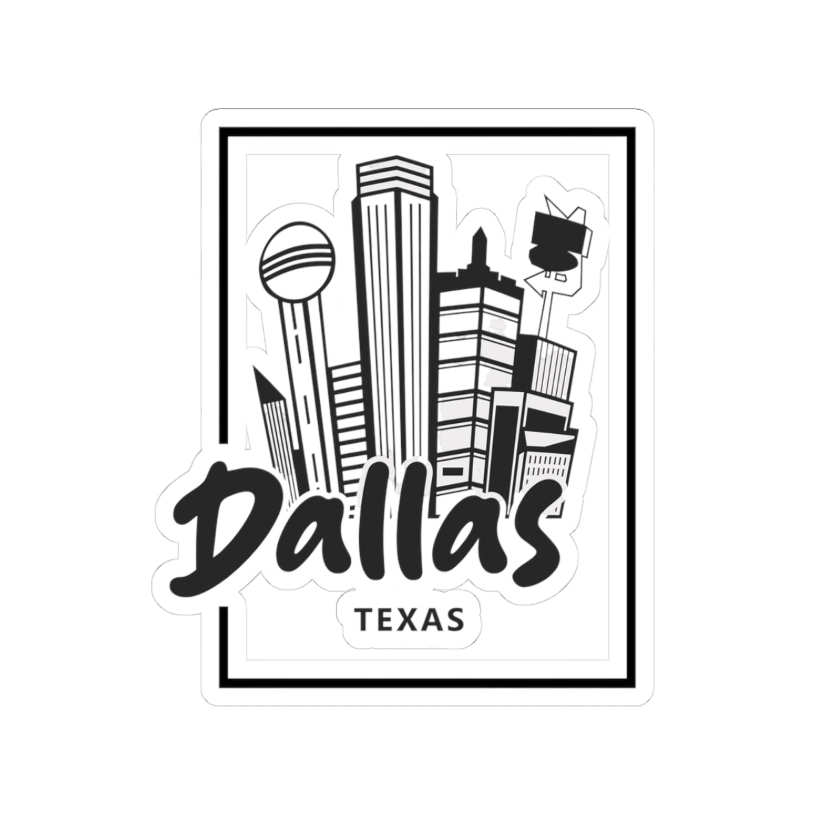 Dallas Skyline Kiss-Cut Sticker — Texas Cityscape Sticker