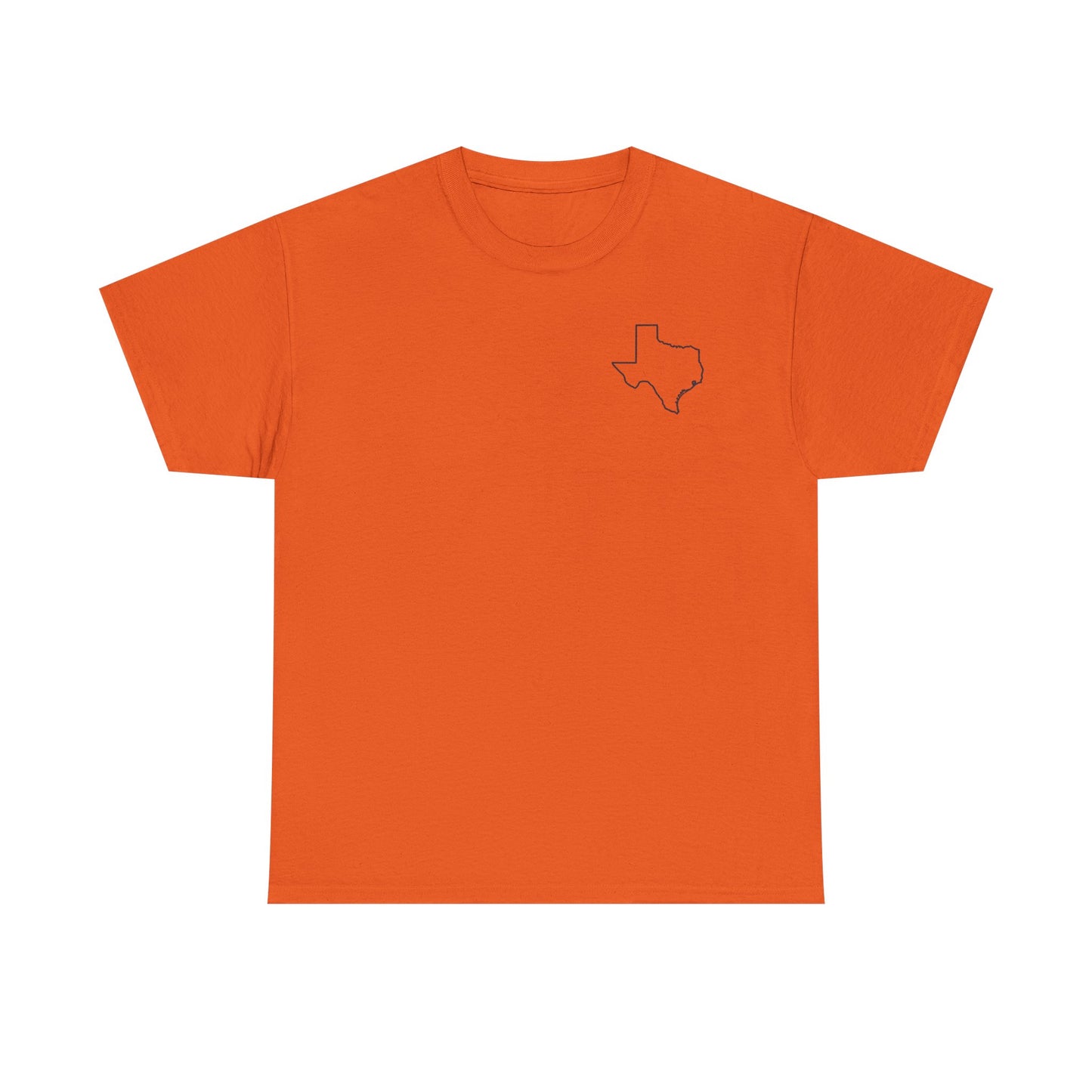 Texas Flag Outline T‑Shirt — Small Chest & Back Texas Map Design