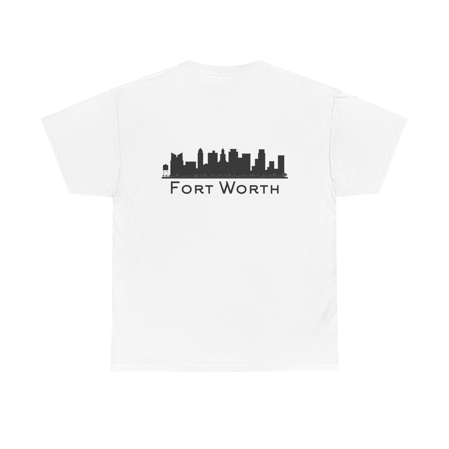 Fort Worth Skyline T-Shirt — Texas Outline Chest Logo